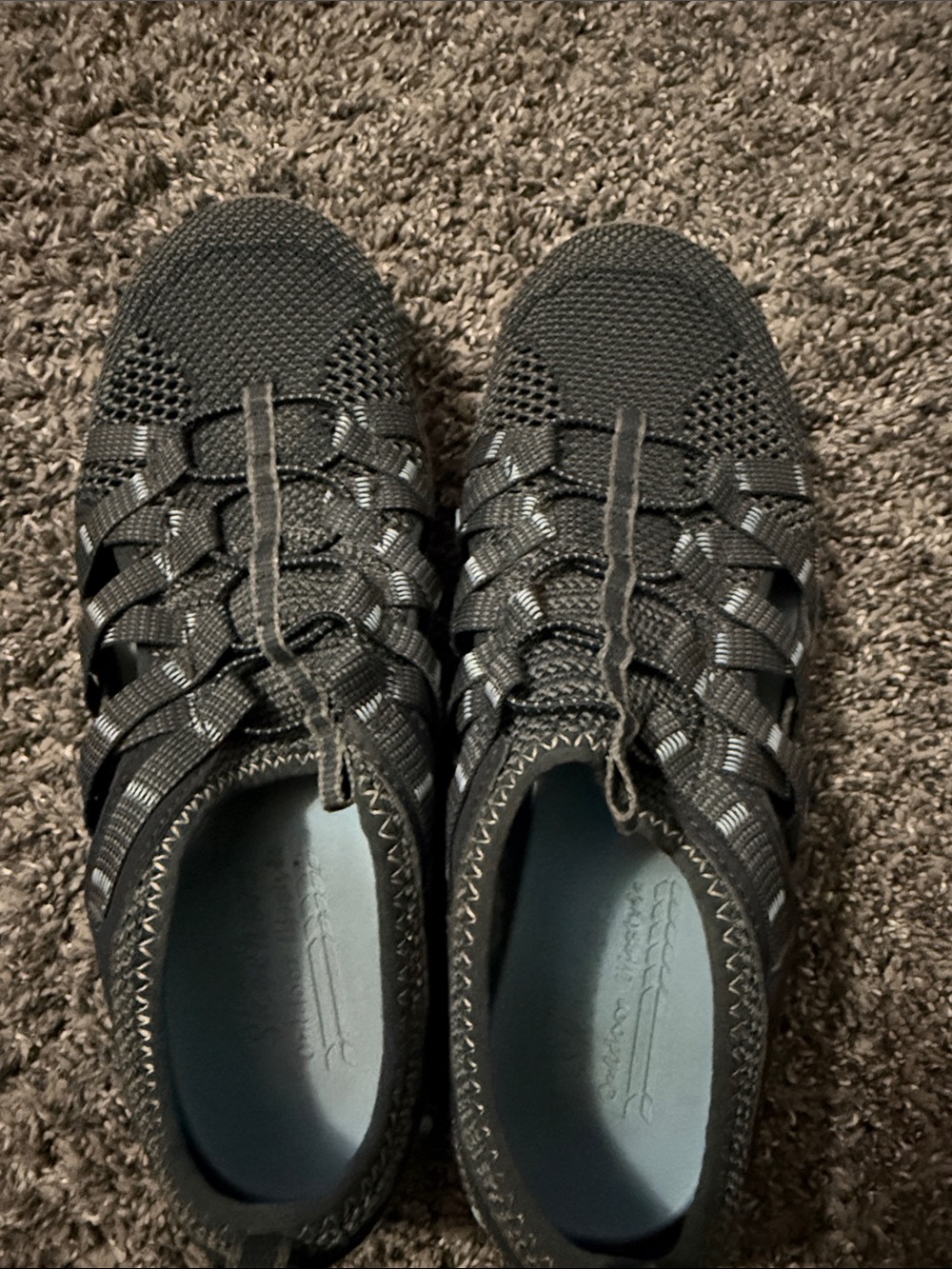 Skechers Women's Charcoal Gray Knit Slide-On Sandals